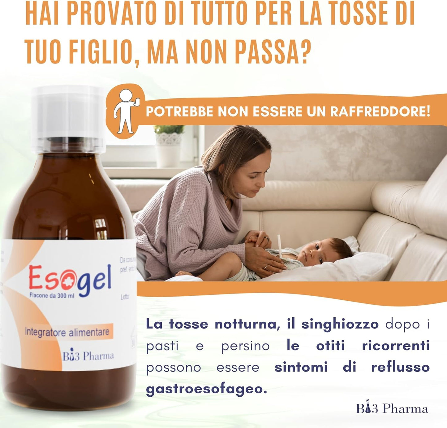 Esogel Sciroppo Blocca Il Reflusso Gastoesofageo in modo Naturale - sicuro per il Bambino