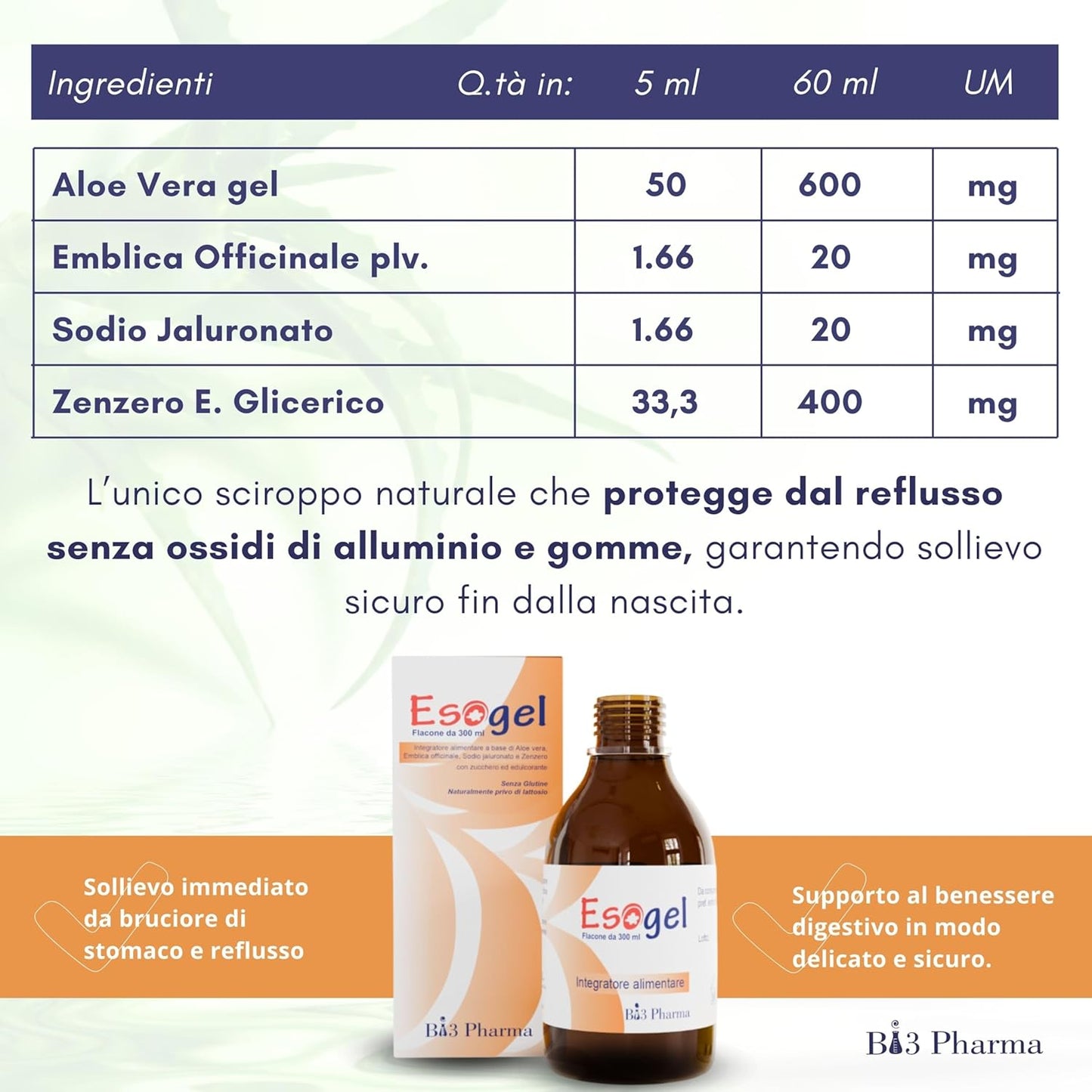 Esogel Sciroppo Blocca Il Reflusso Gastoesofageo in modo Naturale - sicuro per il Bambino